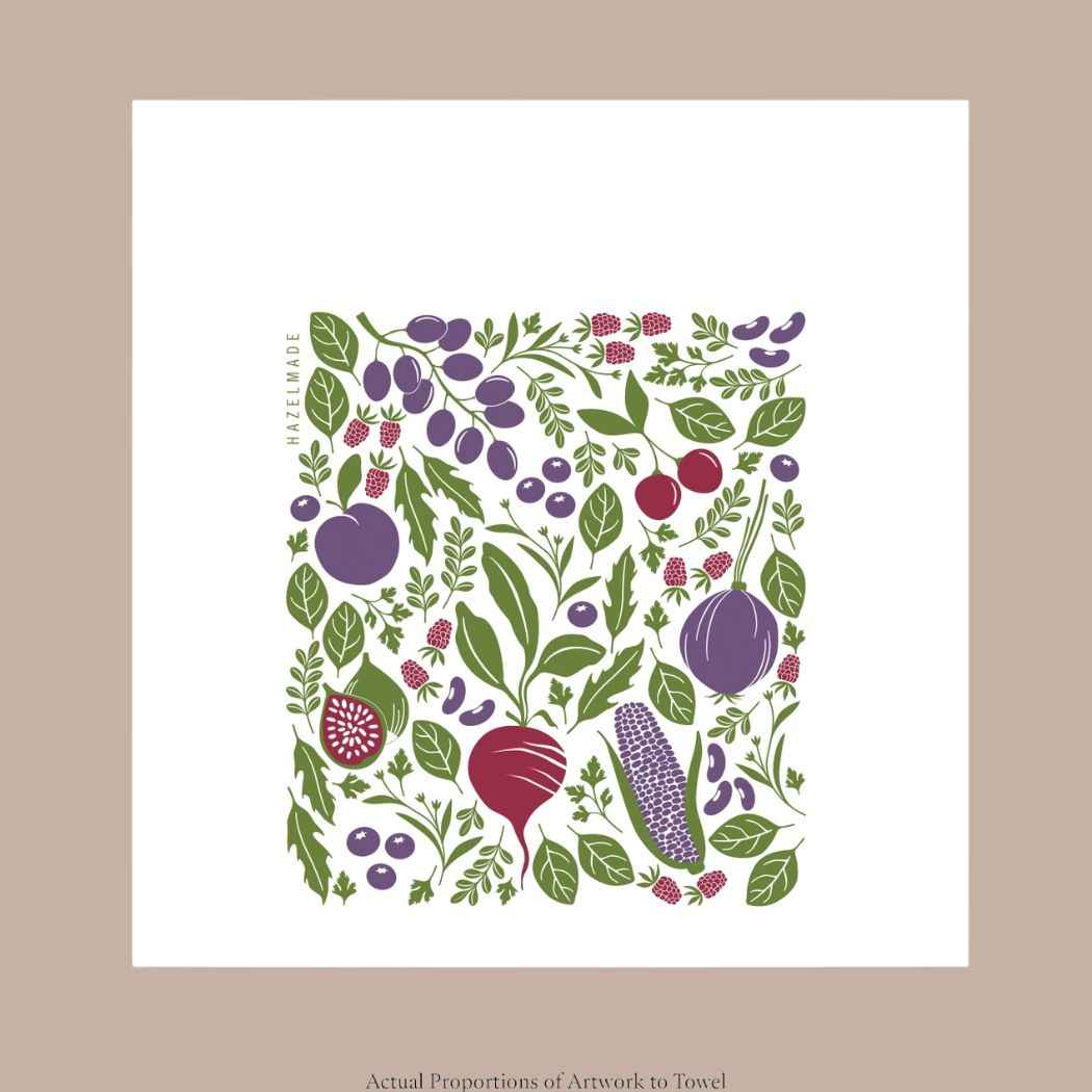 Purple Farmers Market Tea Towel
