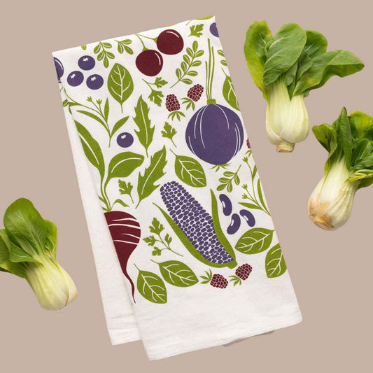 Purple Farmers Market Tea Towel