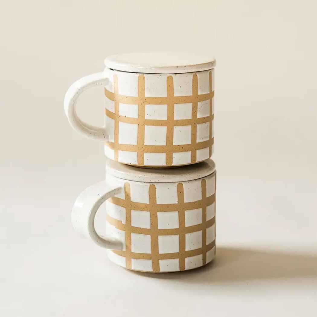 Speckle Grid Mug with Lid