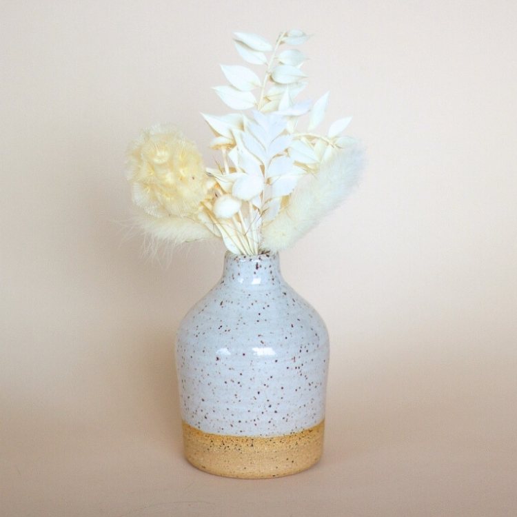 White Speckled Bud Vase