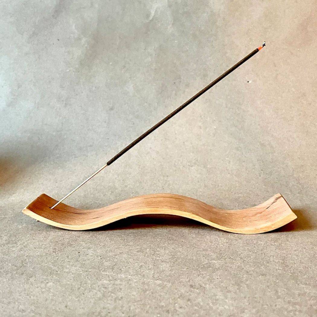 Wooden Wave Incense Stick Holder