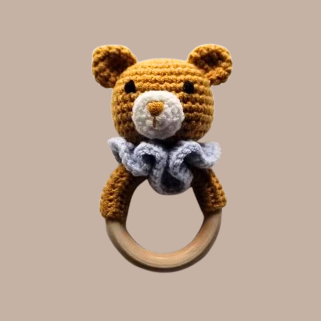 Baby Hand Crochet Rattle - Bear-Box Builder Item-D&C Toys-Babies/Kids, D&C Toys, LDT:GW:RESTRICT-