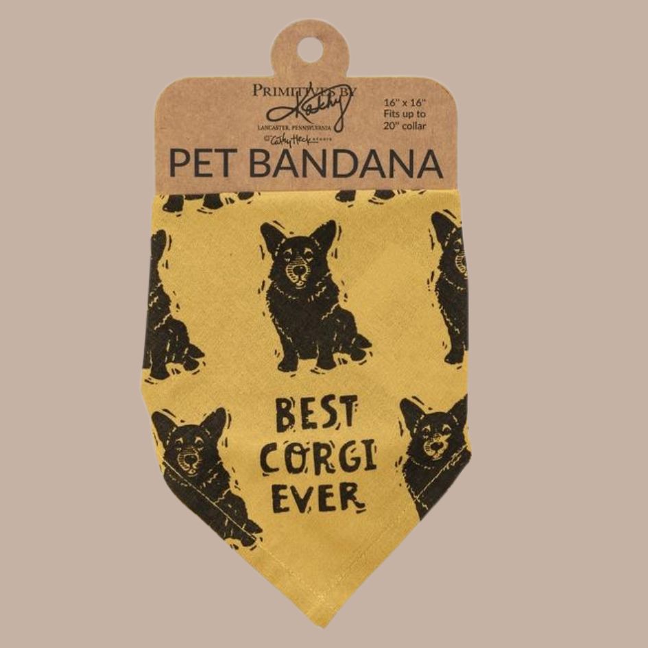 Best Corgi/Love My Human Pet Bandana (Reversible)-Box Builder Item-Primitives by Kathy-Black & Gold, Cats, dog bandana, dog birthday, Dogs, housewarming, housewarming gift, LDT:GW:RESTRICT, new dog, new pet gift box, pet themed gift, Pets, Primitives by Kathy-