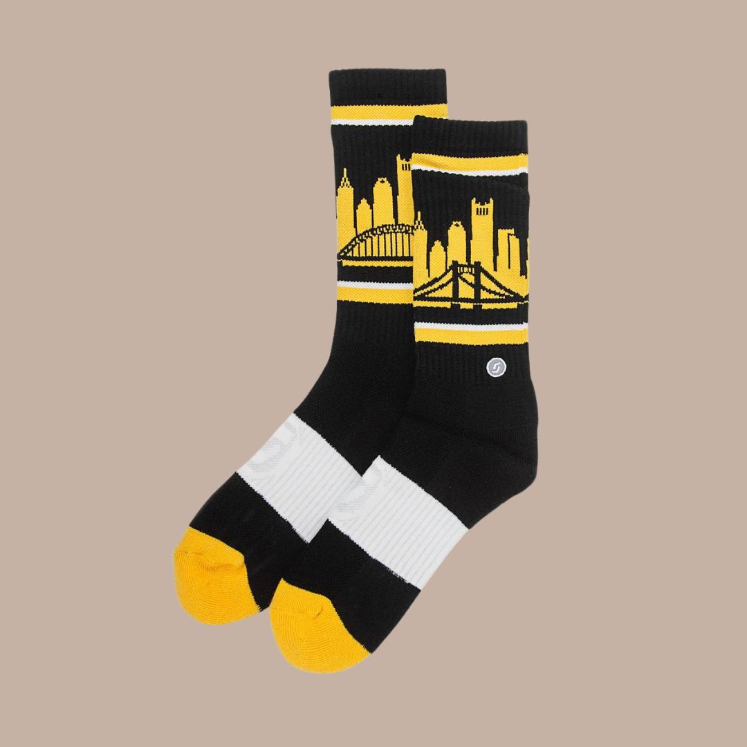 Black and Gold Pittsburgh Socks-Box Builder Item-Heinz History Center-Black & Gold, Heinz History Center, LDT:GW:RESTRICT, Men-