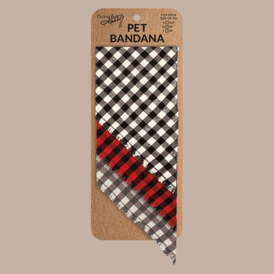 Buffalo Check Medium Pet Bandana Set-Box Builder Item-Primitives by Kathy-Cats, dog bandana, dog birthday, Dogs, housewarming, housewarming gift, LDT:GW:RESTRICT, new dog, new pet gift box, pet themed gift, Pets, Primitives by Kathy-