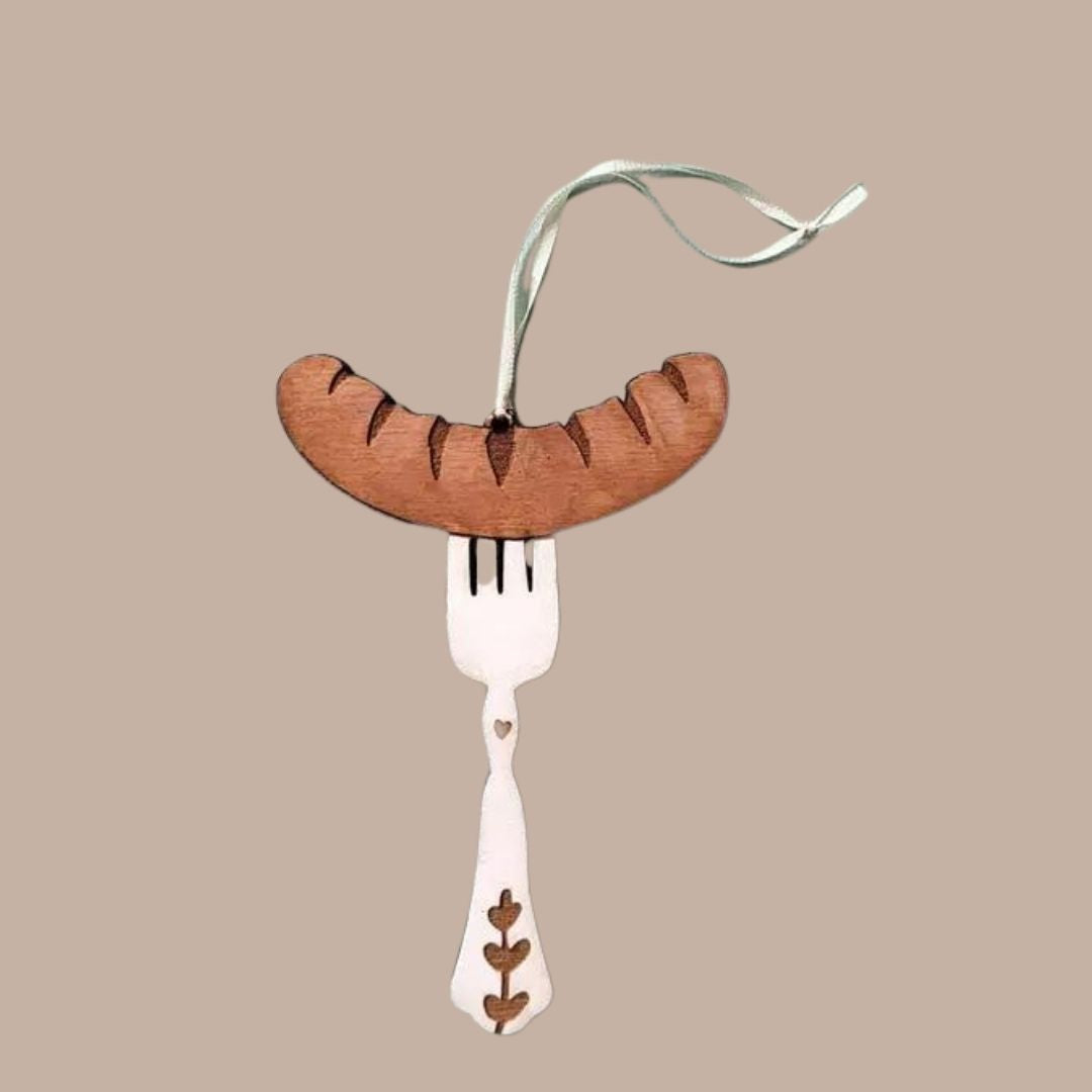 Burnt Sausage on Fork Ornament-Box Builder Item-Pole Cat Club-LDT:GW:RESTRICT, Pole Cat Club, Warm & cozy-