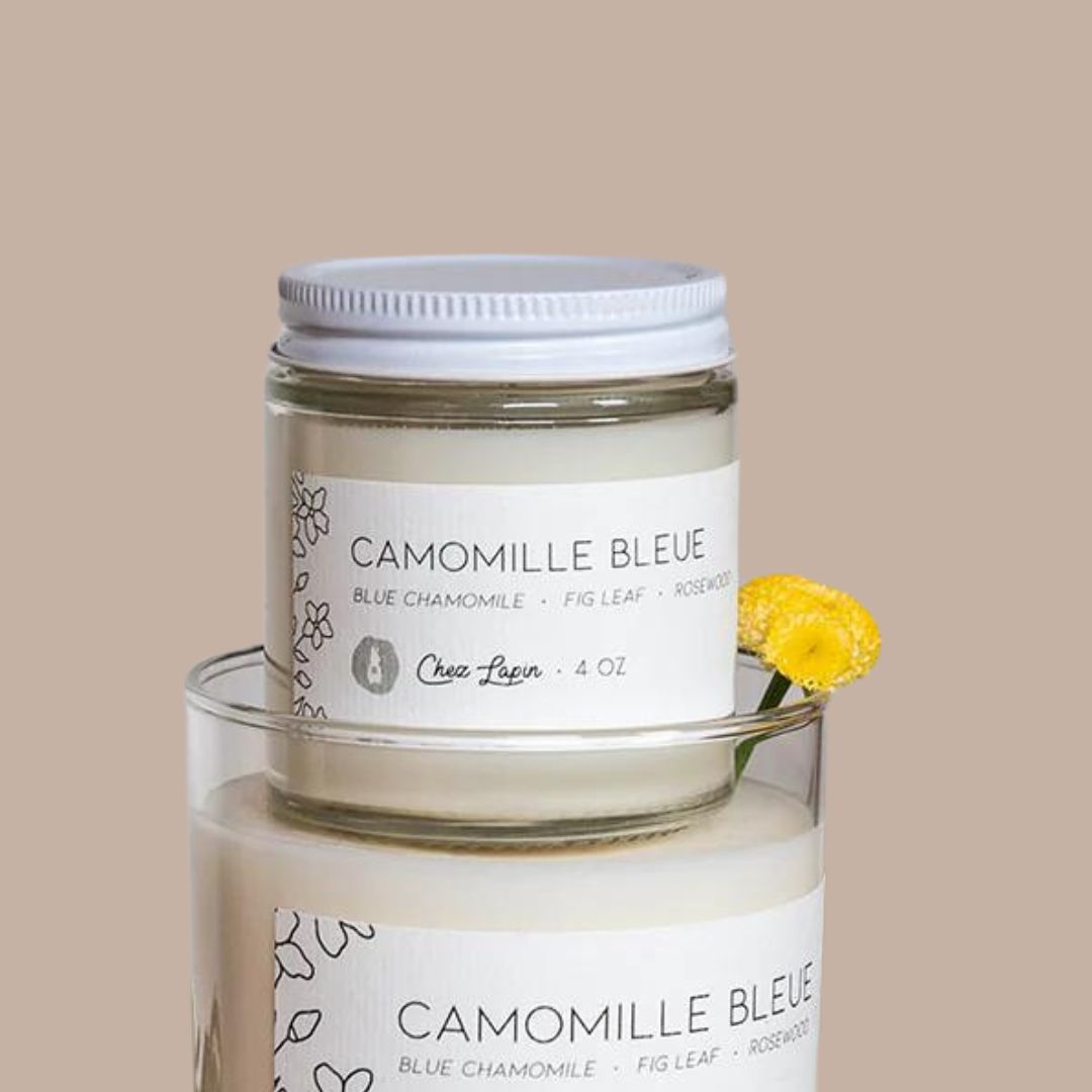 Camomille Bleue 4oz Mini Soy Candle-Box Builder Item-Chez Lapin-Bride, brides gift, bridesmaid, bridesmaid gift box, candle, Chez Lapin, gift for the bride, housewarming, lavender, LDT:GW:RESTRICT, local self care gift, self care, self care gift, Sympathy, Warm & cozy, wedding, Wellness-