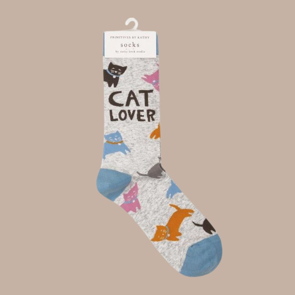 Cat Lover Socks-Box Builder Item-Primitives by Kathy-birthday, Cats, housewarming, housewarming gift, LDT:GW:RESTRICT, new pet gift box, pet themed gift, Pets, Primitives by Kathy, socks-