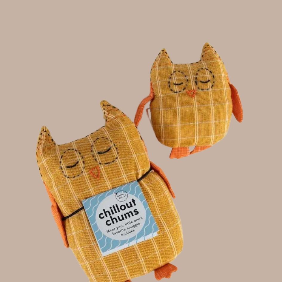 Chillout Chums Set of 2 Stuffed Animals-Box Builder Item-10,000 Villages-Owls-Babies/Kids, charitable, fair trade, gives back, kids, LDT:GW:RESTRICT, Ten Thousand Villages-