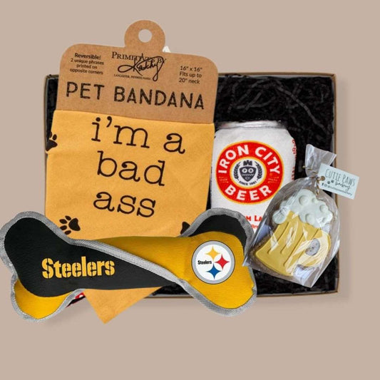 Deluxe Pittsburgh Steelers Dog Tailgater Gift Box-Pet Themed Gift-KINSHIP GIFT-Dogs, local pittsburgh gift box, Pets, pittsburgh themed gift, steelers-KINSHIP GIFT