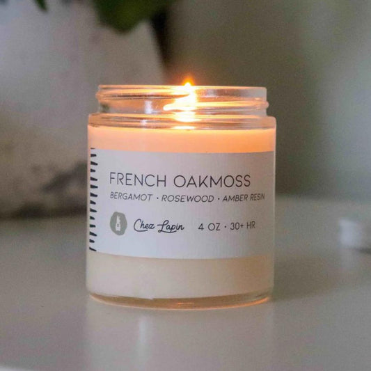 French Oakmoss 4oz Mini Soy Candle-Box Builder Item-Chez Lapin-Bride, brides gift, bridesmaid, bridesmaid gift box, candle, Chez Lapin, gift for the bride, housewarming, lavender, LDT:GW:RESTRICT, local self care gift, self care, self care gift, Sympathy, Warm & Cozy, wedding, Wellness-