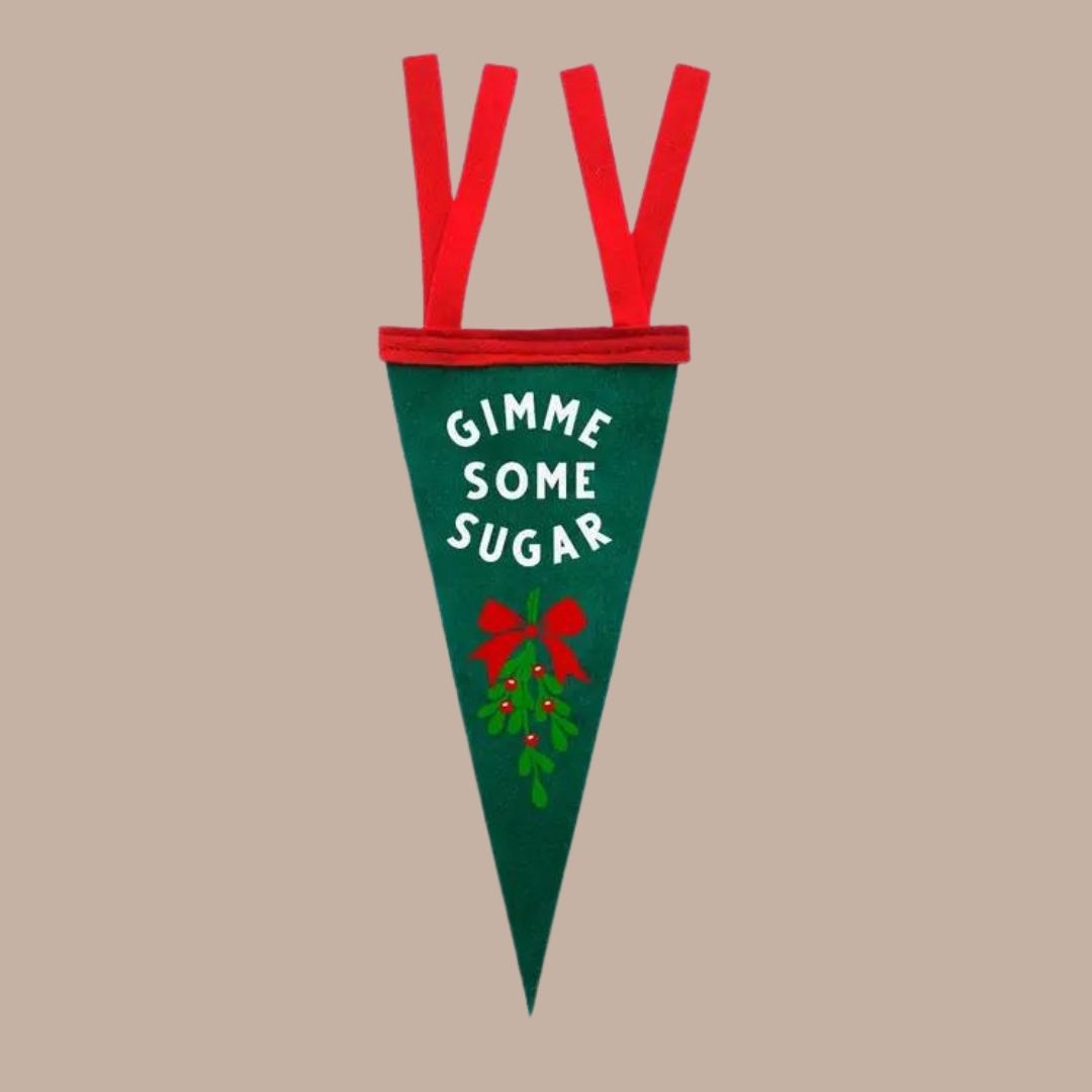 Gimme Some Sugar Mistletoe Mini Pennant-Box Builder Item-Oxford Pennant-Desk Essentials, holiday, housewarming, LDT:GW:RESTRICT, Men, mistletoe, Office, Oxford Pennant, pittsburgh desk accessories-