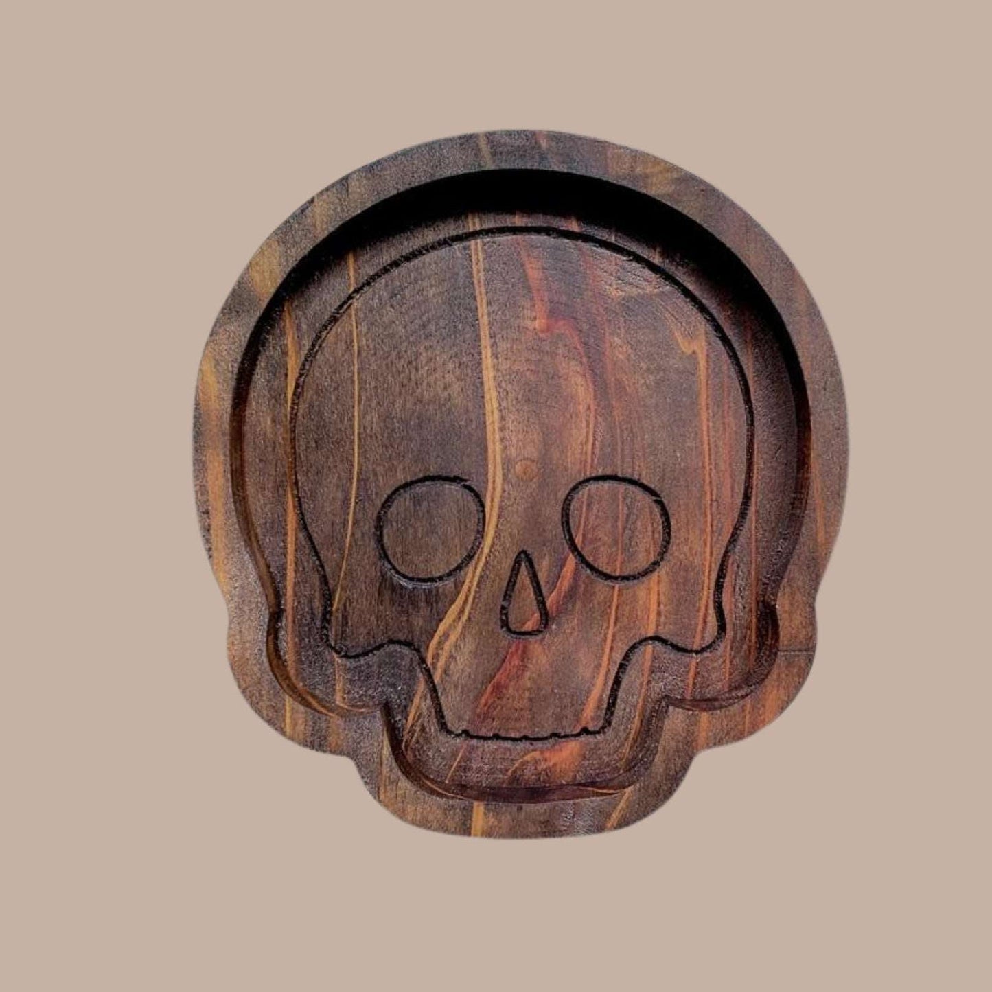 Hardwood Spooky Skull Tray (Walnut)-Box Builder Item-Third Eye Creation Company-housewarming, housewarming gift, LDT:GW:RESTRICT, Men, Third Eye Creation Company-