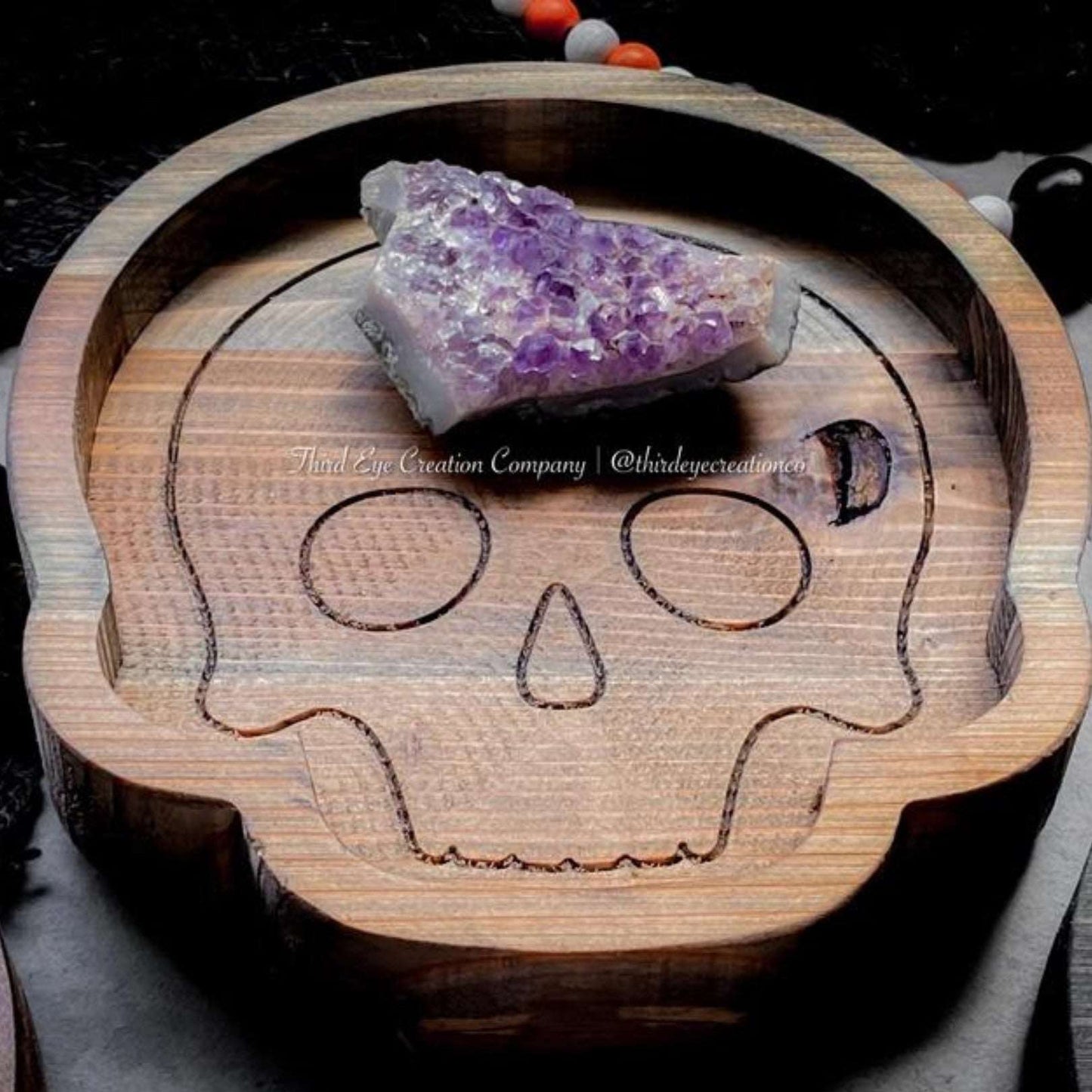 Hardwood Spooky Skull Tray (Walnut)-Box Builder Item-Third Eye Creation Company-housewarming, housewarming gift, LDT:GW:RESTRICT, Men, Third Eye Creation Company-