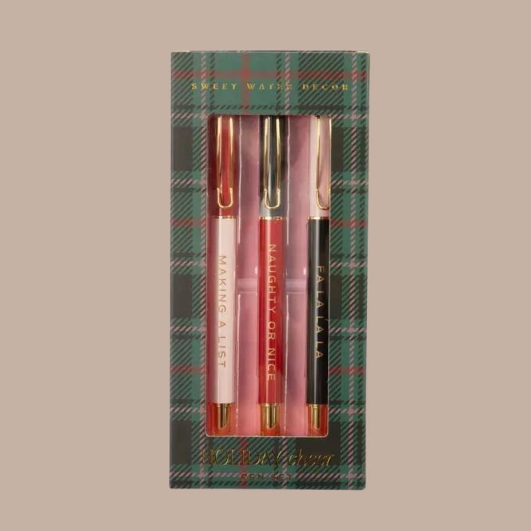 Holiday Cheer Metal Pen Set-Box Builder Item-Sweet Water Decor-Desk Essentials, housewarming, LDT:GW:RESTRICT, office, Sweet Water Decor, Warm & cozy-