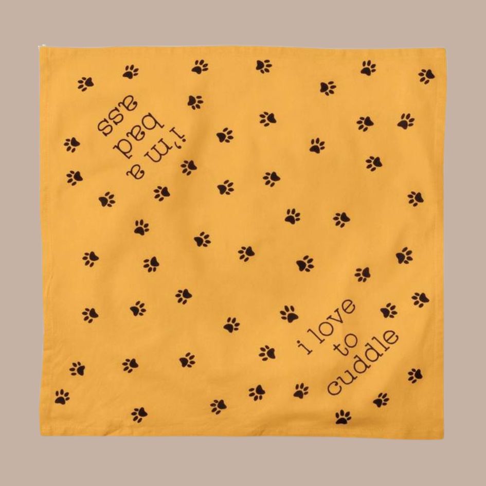 Bad Ass/Love To Cuddle Pet Bandana (Reversible)-Box Builder Item-Primitives by Kathy-Black & Gold, dog bandana, dog birthday, Dogs, housewarming, housewarming gift, LDT:GW:RESTRICT, new dog, new pet gift box, pet themed gift, Pets, Primitives by Kathy-