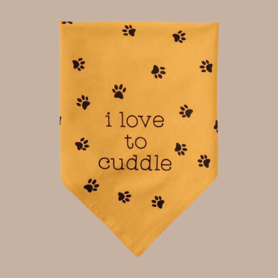 Bad Ass/Love To Cuddle Pet Bandana (Reversible)-Box Builder Item-Primitives by Kathy-Black & Gold, dog bandana, dog birthday, Dogs, housewarming, housewarming gift, LDT:GW:RESTRICT, new dog, new pet gift box, pet themed gift, Pets, Primitives by Kathy-