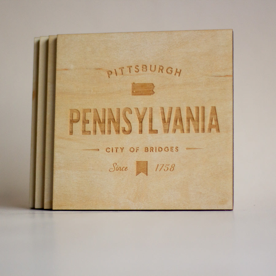 Pittsburgh Pennsylvania Set of Wooden Coasters