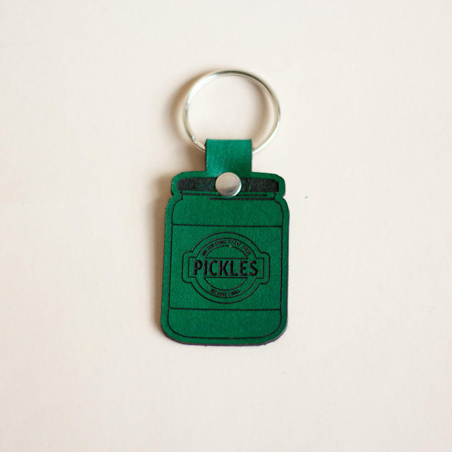 Pickle Jar Leather Keychain