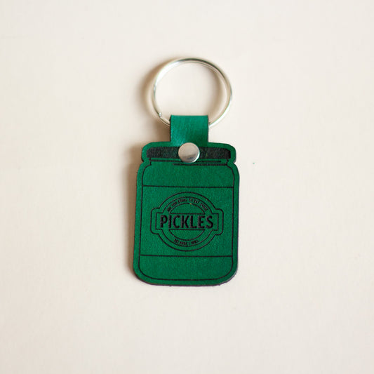 Pickle Jar Leather Keychain