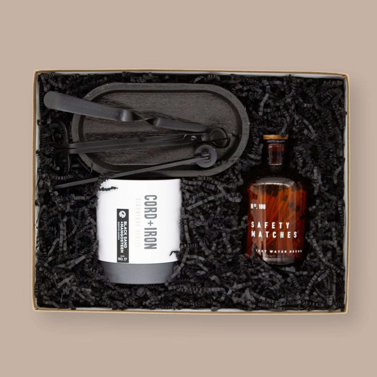 Local Candle Essentials Gift Box-Housewarming Gift-KINSHIP GIFT-candle, candle tools, candles, Cord + Iron, corporate gifts pittsburgh, local pittsburgh gift box, masculine, matte black, Men, new to pittsburgh gift, pittsburgh brands, pittsburgh business gift, pittsburgh corporate gift, pittsburgh desk accessories, pittsburgh gift box, Pittsburgh Kinship, Sweet Water Decor-KINSHIP GIFT