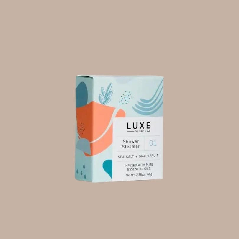 Luxe Sea Salt + Grapefruit Shower Steamer Fizzy Bomb-Box Builder Item-Cait & Co-Bath & Body, Beauty, blue, Bride, Cait & Co, housewarming, LDT:GW:RESTRICT, Lovett Sundries, Sympathy, Wellness-