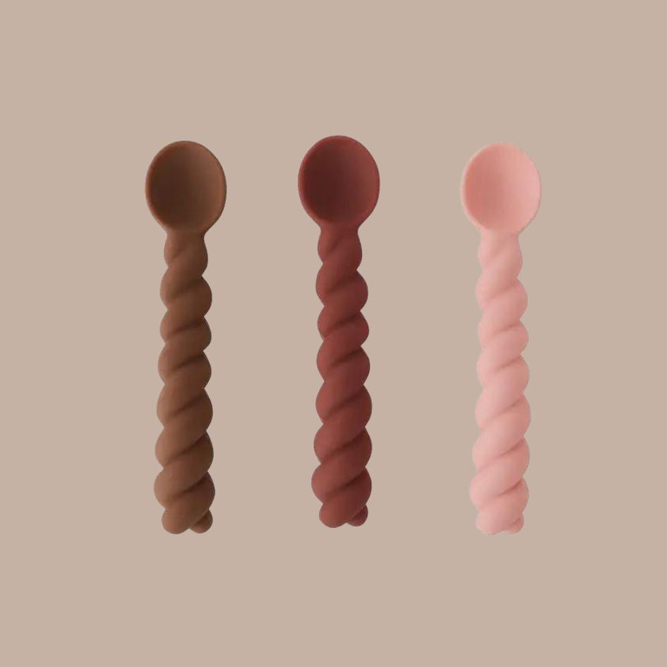 Mellow Spoons: Set of 3 Silicone Spoons (Nutmeg, Rose, and Chocolate)-Box Builder Item-OYOY-Babies/Kids, LDT:GW:RESTRICT, new baby gift, oyoy-