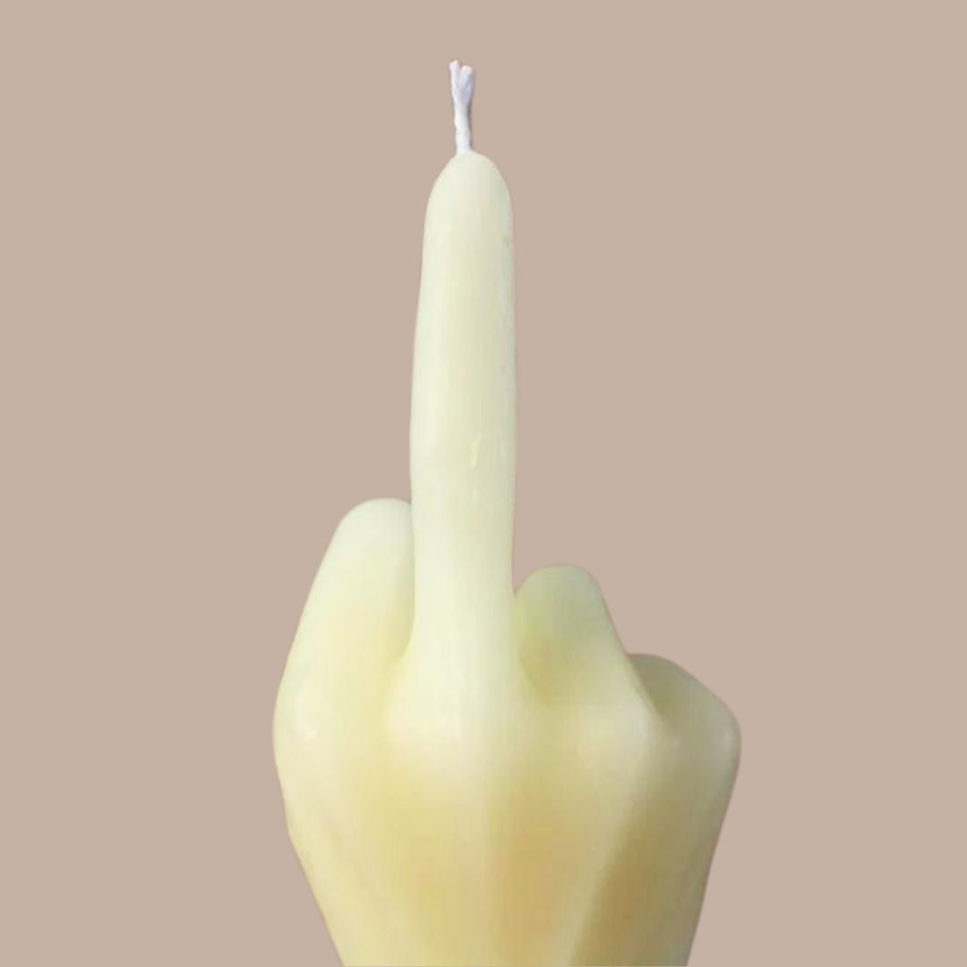 Middle Finger Candle-Box Builder Item-Wicksburgh-Undyed-black and yellow, candles, housewarming, LDT:GW:RESTRICT, molded candles, Mother's Day, taper candles, Wicksburgh-