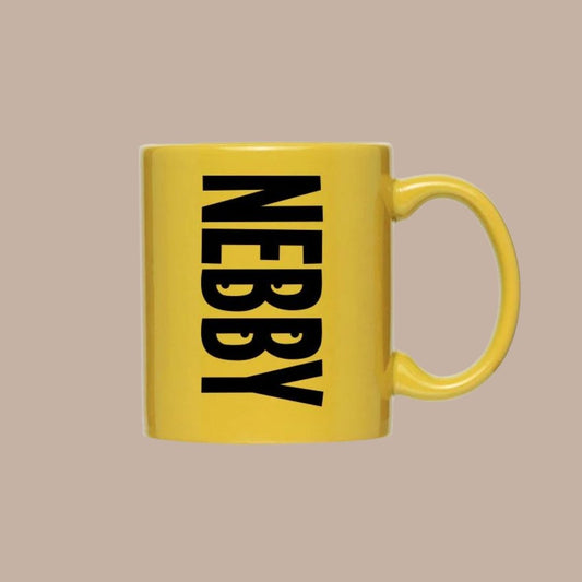 Nebby Yellow Coffee Mug-Box Builder Item-Commonwealth Press-Black & Gold, black & Yellow, Commonwealth Press, corporate gifts pittsburgh, housewarming, LDT:GW:RESTRICT, Men, new in tahn pittsburgh gift, new to pittsburgh gift, pittsburgh, pittsburgh brands, pittsburgh companies, pittsburgh food & drink, pittsburgh gift box, pittsburgh products, PITTSBURGH SPORTS, pittsburgh themed gift, welcome to pittsburgh, yellow, yinz, yinzer-