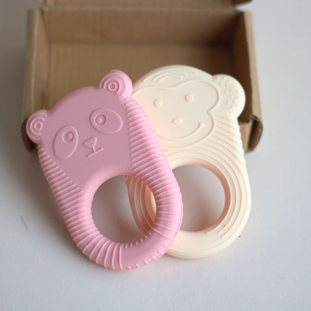 Nelson and Ling Ling Baby Teethers - Vanilla and Coral (Set of 2)-Box Builder Item-OYOY-Babies/Kids, LDT:GW:RESTRICT, new baby gift, oyoy-