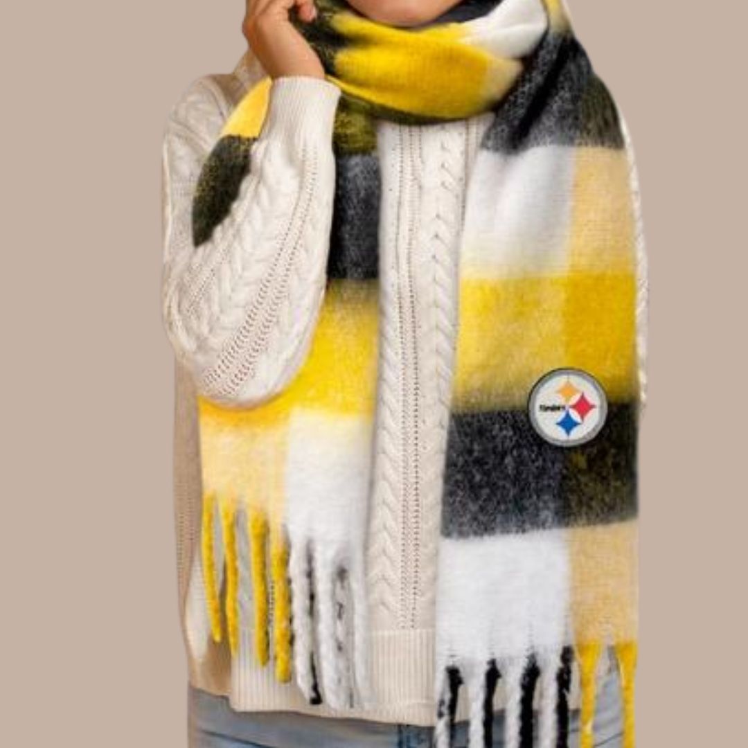 Nfl Pittsburgh Steelers Super Soft Scarf-Box Builder Item-Little Earth Productions-black and yellow, housewarming gift, LDT:GW:RESTRICT, Little Earth Productions, pittsburgh pride, scarf, steelers, Warm & cozy-