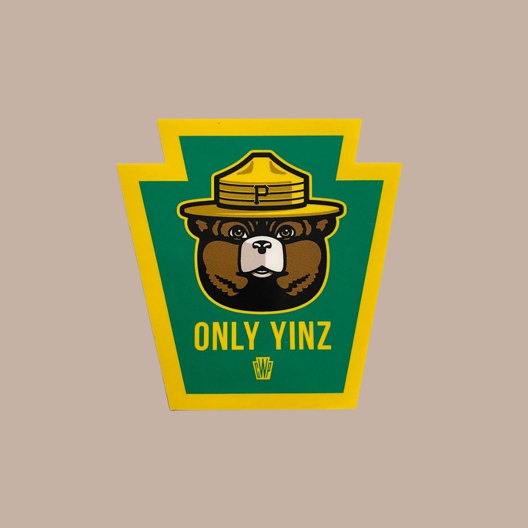 Only Yinz Keystone Smokey Sticker-Box Builder Item-Commonwealth Press-Black & Gold, black & Yellow, Commonwealth Press, green, LDT:GW:RESTRICT, pittsburgh, pittsburgh brands, yinz, yinzer-