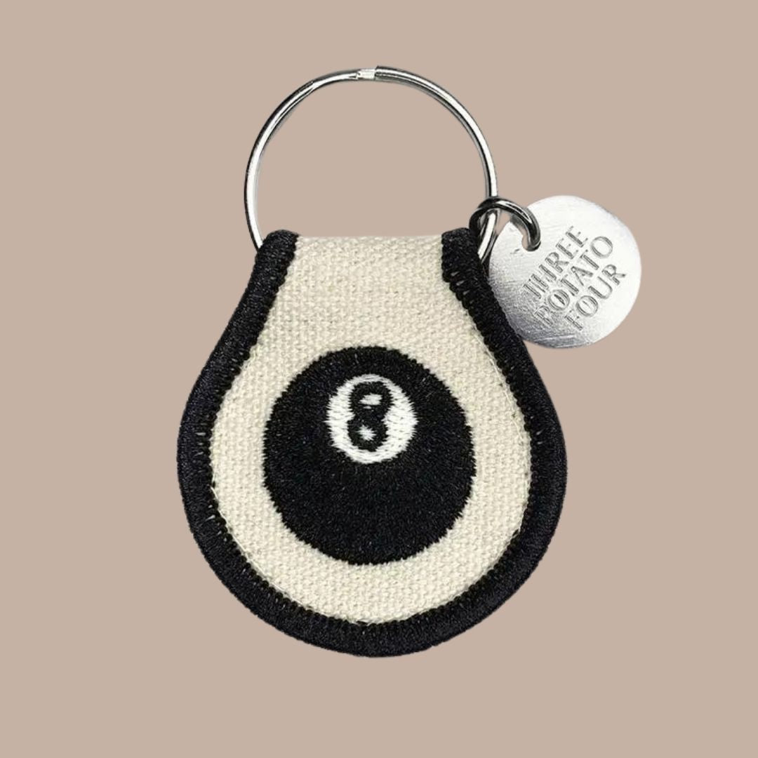 Patch Keychain - 8 Ball-Box Builder Item-Three Potato Four-Desk Essentials, eight ball, embroidered, housewarming, housewarming gift, key ring, keychain, LDT:GW:RESTRICT, Men, retro, Three Potato Four-