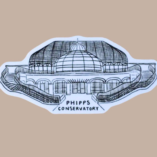 Phipps Conservatory Sticker-Box Builder Item-Lines and Colors Designs-Black & Gold, housewarming gift, LDT:GW:RESTRICT, Lines and Colors Designs, Phipps, Pittsburgh Landmark, Popular in Pittsburgh-