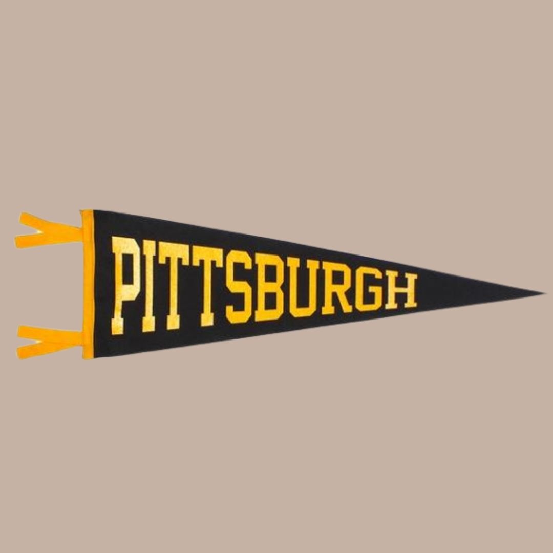 Pittsburgh Black and Gold Pennant Flag-Box Builder Item-Oxford Pennant-Black & Gold, Desk Essentials, housewarming, LDT:GW:RESTRICT, Men, Office, Oxford Pennant, pittsburgh desk accessories-