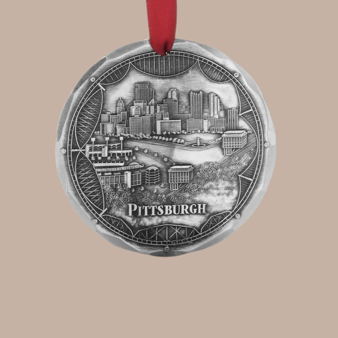 Pittsburgh Bridges Skyline Ornament-Box Builder Item-Wendell August Forge-holiday, holiday gifts pittsburgh, holidays, housewarming, LDT:GW:RESTRICT, local holiday corporate gift, local holiday gift, local holiday gifts, ornament, Wendell August Forge-