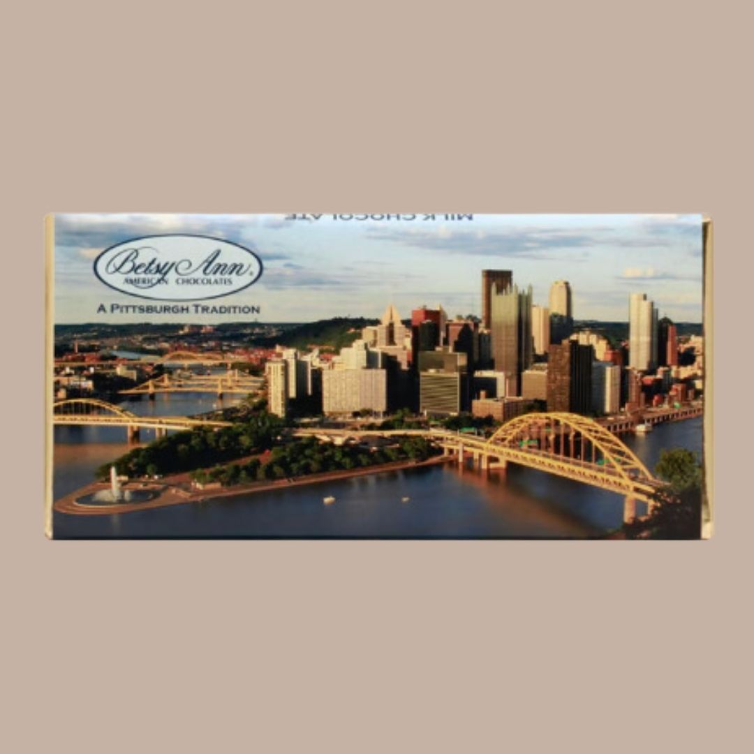 Pittsburgh Chocolate Bar-Box Builder Item-Betsy Ann Chocolates-Milk Chocolate Pittsburgh Bar-Betsy Ann Chocolates, birthday, bridal, Bride, brides gift, bridesmaid, bridesmaid gift box, candy, chocolate, food, gift for the bride, handmade, housewarming, housewarming gift, LDT:GW:RESTRICT, Men, milk chocolate, neutrals, snack, sweets, Sympathy, treats, wedding, wedding gift, woman owned, women owned-