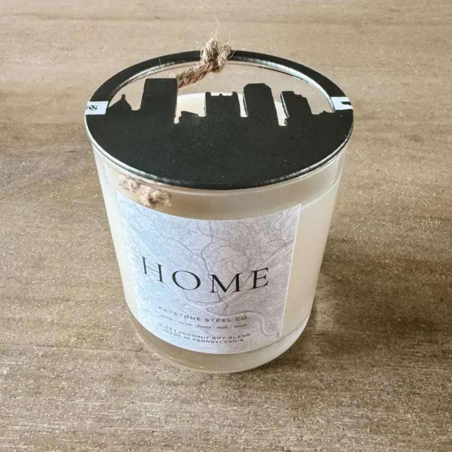 Pittsburgh 'home' Candle + Skyline Ornament Set-Box Builder Item-Keystone Steel-candle, housewarming, Keystone Steel, LDT:GW:RESTRICT, ornament, pumpkin spice, Steel ornament-