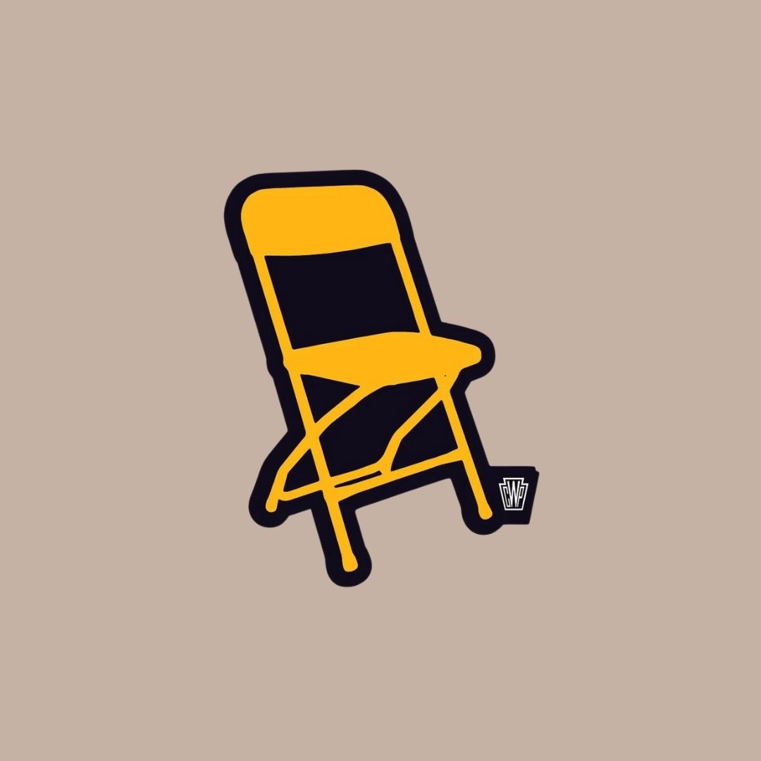 Pittsburgh Parking Chair Sticker-Box Builder Item-Commonwealth Press-Black & Gold, black & Yellow, Commonwealth Press, LDT:GW:RESTRICT, pittsburgh, pittsburgh brands, yellow, yinz, yinzer-