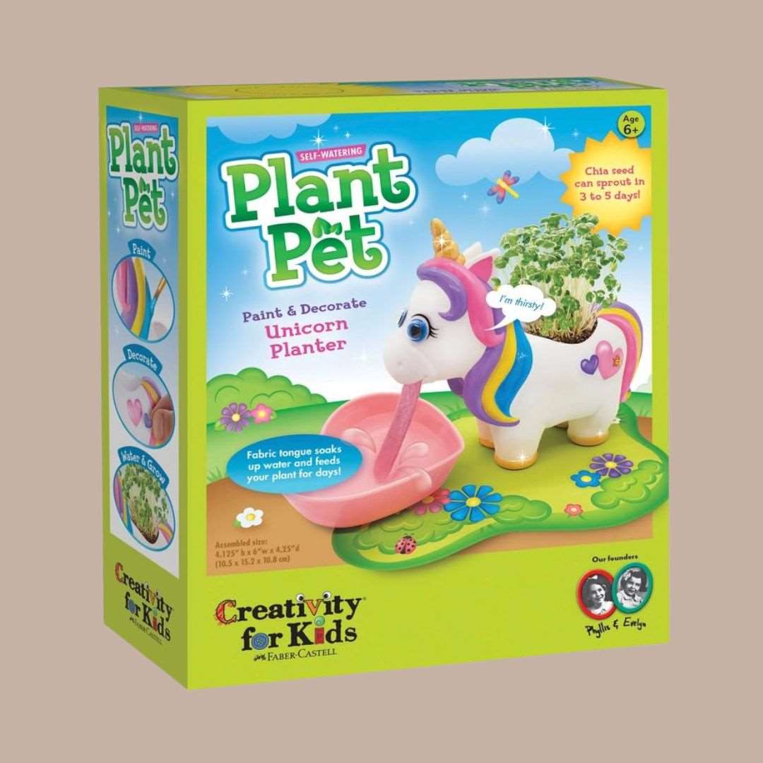 Self-Watering Plant Pet Unicorn Grow Craft Kit For Kids-Box Builder Item-Faber-Castell-Babies/Kids, Faber-Castell, housewarming, LDT:GW:RESTRICT, pink, seeds, spring, unicorn-