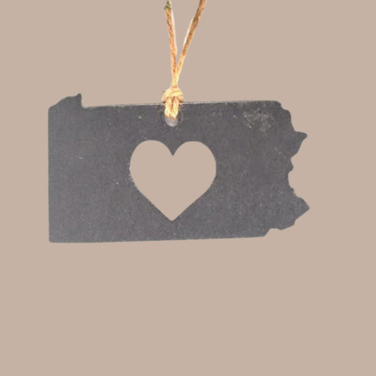 Steel Heart in PA State Ornament-Box Builder Item-Keystone Steel-business holiday gift, corporate holiday gift, holiday, holiday gifts pittsburgh, housewarming, Keystone Steel, LDT:GW:RESTRICT, local holiday corporate gift, local holiday gift, local holiday gifts-