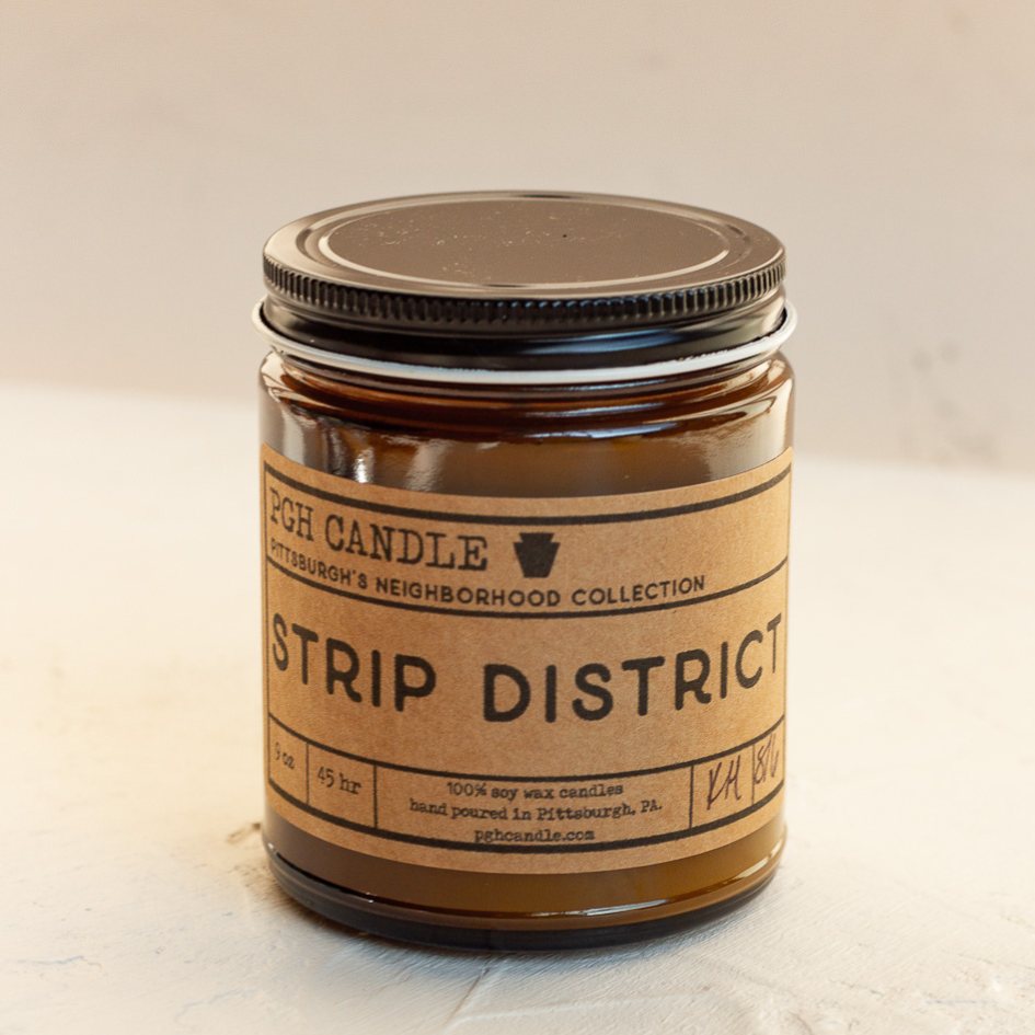 Strip District (Pittsburgh Neighborhood) Candle-Box Builder Item-PGH Candle-Black & Gold, Bride, housewarming, housewarming gift, LDT:GW:RESTRICT, Men, PGH Candle, Strip distict, Warm & cozy-