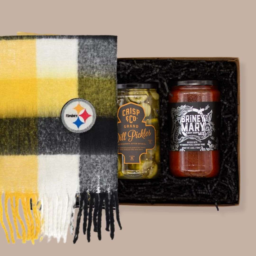Sunday Morning in Pittsburgh Steelers Gift Box-Pittsburgh Pride Gift-KINSHIP GIFT-birthday gift, client gift, corporate gift, employee gift, housewarming, housewarming gift, Kinship Corporate Gifting, Kinship gift box, local birthday gift, local business gift, new in tahn pittsburgh gift, new to pittsburgh gift, pittsburgh gift box, Pittsburgh Kinship, pittsburgh themed gift-KINSHIP GIFT
