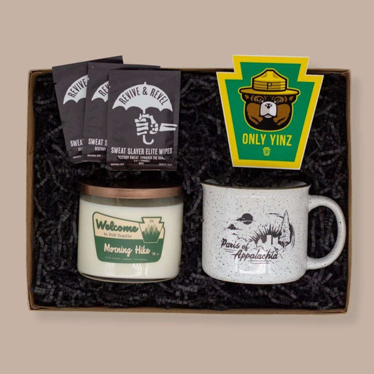The Outdoorsy Pittsburgher Gift Box-Pittsburgh Pride Gift-KINSHIP GIFT-birthday gift, client gift, corporate gift, employee gift, housewarming, housewarming gift, Kinship Corporate Gifting, Kinship gift box, local birthday gift, local business gift, new in tahn pittsburgh gift, new to pittsburgh gift, pittsburgh gift box, Pittsburgh Kinship, pittsburgh themed gift-KINSHIP GIFT