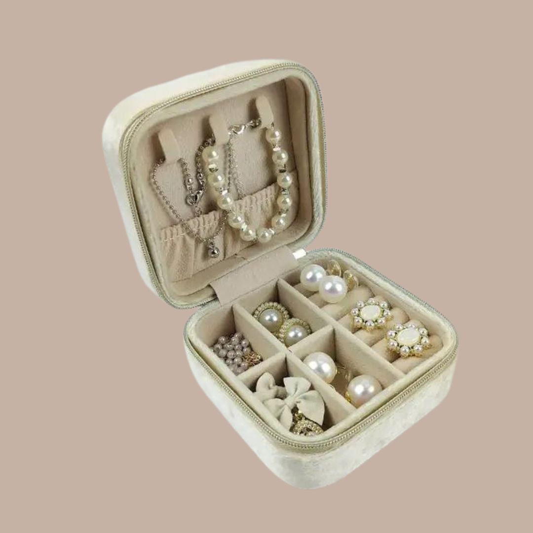 Velvet Jewelry Box-Box Builder Item-Sparkle Being-White-Bride, brides gift, bridesmaid, bridesmaid gift box, gift for the bride, jewelry box, jewelry holder, LDT:GW:RESTRICT, ring box, ring holder, Sparkle Being, wedding, wedding gift-