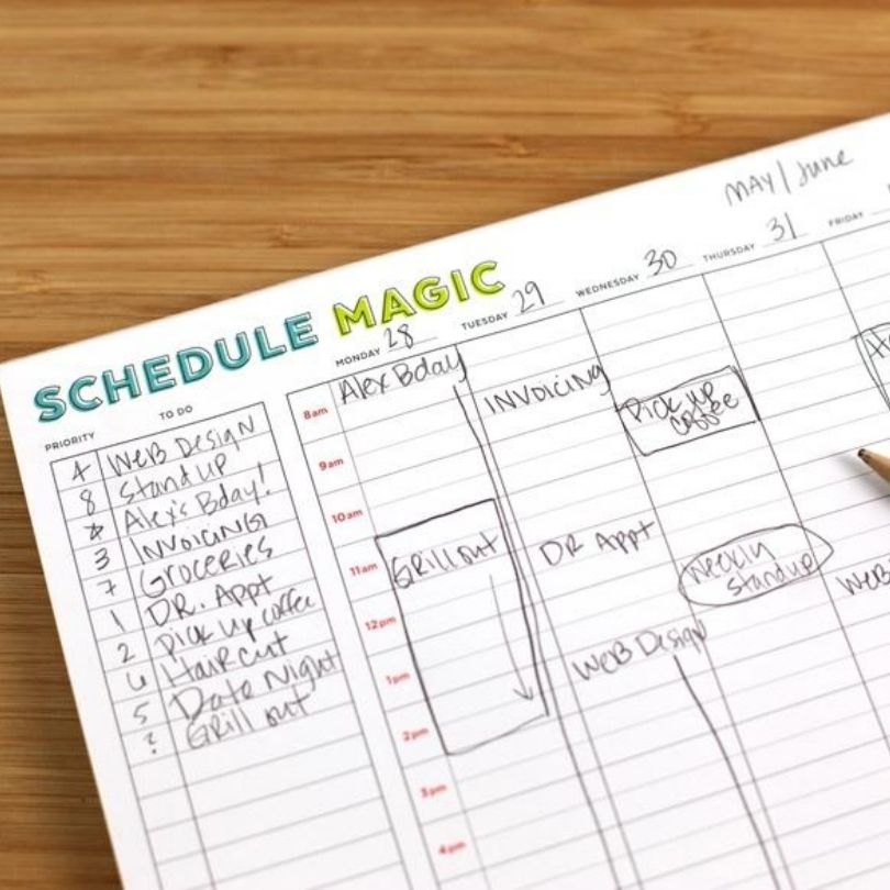 Weekly Schedule Magic Notepad-Box Builder Item-Free Period Press-calendar, Desk Essentials, employee gift, Free Period Press, housewarming, housewarming gift, Kinship gift box, LDT:GW:RESTRICT, Wellness-