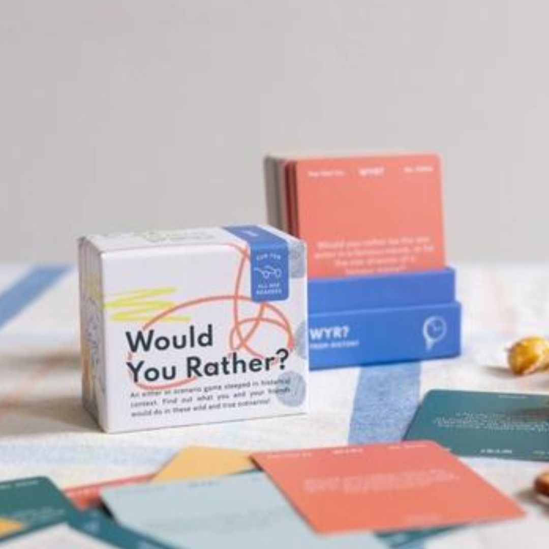 Would You Rather (from History) Card Game-Box Builder Item-Fun Fact Co.-card game, family game night, fun fact co, housewarming, housewarming gift, LDT:GW:RESTRICT, Men, realtor gift, realtors, trivia-